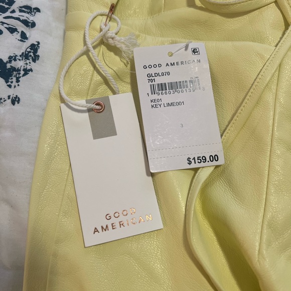 NWT Good America Faux Leather Vacay Dress in Key Lime Green Color - Picture 5 of 7